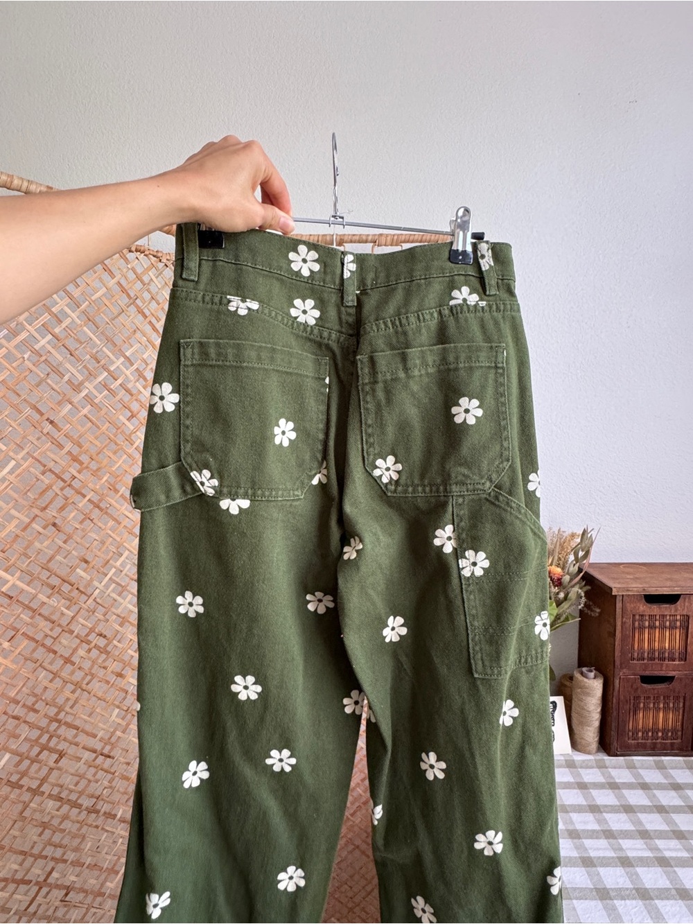 PacSun Green Floral Baggy Carpenter Straight Leg Jeans - Picture 5 of 7